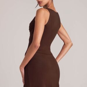 Alternative view of Square-Neck Top in Chocolate Brown