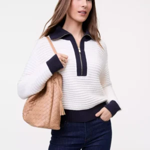 Weekend Collection Striped Half-Zip Sweater