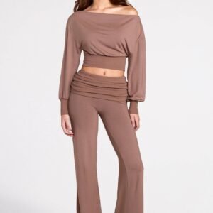 Modal Low-Rise Straight-Leg Trousers in Mocha